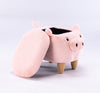 Pink Pig Fabric Polyester Upholstered Animal Storage Ottoman
