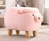 Pink Pig Fabric Polyester Upholstered Animal Storage Ottoman