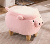 Pink Pig Fabric Polyester Upholstered Animal Storage Ottoman