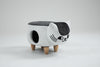 Cat Condo Black and White Pet House Polyester Upholstered Animal Storage Ottoman