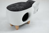 Cat Condo Black and White Pet House Polyester Upholstered Animal Storage Ottoman