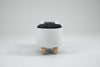 Cat Condo Black and White Pet House Polyester Upholstered Animal Storage Ottoman