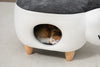 Cat Condo Black and White Pet House Polyester Upholstered Animal Storage Ottoman