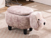 Dog Puppy Gray Faux Leather Upholstered Animal Storage Ottoman