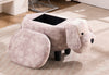 Dog Puppy Gray Faux Leather Upholstered Animal Storage Ottoman