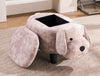 Dog Puppy Gray Faux Leather Upholstered Animal Storage Ottoman