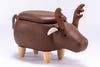 Reindeer Brown Faux Leather Upholstered Animal Storage Ottoman