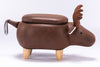 Reindeer Brown Faux Leather Upholstered Animal Storage Ottoman
