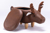Reindeer Brown Faux Leather Upholstered Animal Storage Ottoman