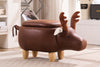 Reindeer Brown Faux Leather Upholstered Animal Storage Ottoman