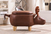 Reindeer Brown Faux Leather Upholstered Animal Storage Ottoman
