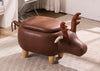 Reindeer Brown Faux Leather Upholstered Animal Storage Ottoman