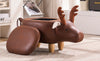 Reindeer Brown Faux Leather Upholstered Animal Storage Ottoman