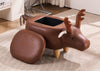 Reindeer Brown Faux Leather Upholstered Animal Storage Ottoman