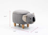 Grey Koala Animal Storage Ottoman with Wood Legs