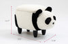 Black and White Panda Animal Storage Ottoman with Wood Legs