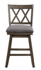 Brookline High Back Wood Swivel Counter Stool with Fabric Seat