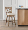 Brookline High Back Wood Swivel Counter Stool with Fabric Seat