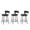 Ashley 24 in. Black Low Back Metal 31.9 in. Swivel Counter Stool with Faux Leather Seat (Set of 3)