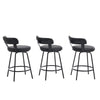 Ashley 24 in. Black Low Back Metal 31.9 in. Swivel Counter Stool with Faux Leather Seat (Set of 3)