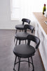 Ashley 24 in. Black Low Back Metal 31.9 in. Swivel Counter Stool with Faux Leather Seat (Set of 3)
