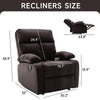Yingj Manual Standard Faux Leather Recliner with Thick Armrests