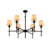 Angya 6-Shade Chandelier Light | Bamboo Lampshades and Matte Black Steel Supports | Fixed 19â€?Center Rod | Dining Room, Foyer, Entryway Décor