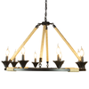 Hinnes Gothic Wagon Wheel Light Fixture with 8 Bulb Overhead Lighting and Vintage Rope Decor for Home, Living or Dining Room, Foyer, or Entryway, Dimmable Options