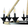 Hinnes Gothic Wagon Wheel Light Fixture with 8 Bulb Overhead Lighting and Vintage Rope Decor for Home, Living or Dining Room, Foyer, or Entryway, Dimmable Options