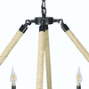 Hinnes Gothic Wagon Wheel Light Fixture with 8 Bulb Overhead Lighting and Vintage Rope Decor for Home, Living or Dining Room, Foyer, or Entryway, Dimmable Options