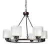 Fremont 6 Bulb Wagon Wheel Light Fixture with Glass Shades, Elegant Overhead Lighting for Foyer, Living and Dining Room, or Home Entryways, Dimmable Option