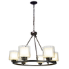 Fremont 6 Bulb Wagon Wheel Light Fixture with Glass Shades, Elegant Overhead Lighting for Foyer, Living and Dining Room, or Home Entryways, Dimmable Option