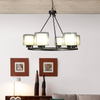 Fremont 6 Bulb Wagon Wheel Light Fixture with Glass Shades, Elegant Overhead Lighting for Foyer, Living and Dining Room, or Home Entryways, Dimmable Option