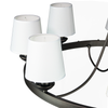 Baden Rustic Wagon Wheel Light Fixture with 8 Bulb and White Fabric Shades, Overhead Lighting with Vintage Black Frame for Foyer, Home, Living or Dining Room