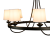 Baden Rustic Wagon Wheel Light Fixture with 8 Bulb and White Fabric Shades, Overhead Lighting with Vintage Black Frame for Foyer, Home, Living or Dining Room