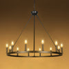 12-light 37" W Dimmable Wagon Wheel Chandelier