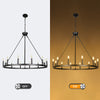 12-light 37" W Dimmable Wagon Wheel Chandelier