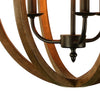 Karlis Rustic Globe Chandelier Light (3-Bulb) Round, Contemporary Steel Design with Wood Pattern Finish | Classic Home, Entryway, and Foyer Décor