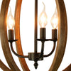 Karlis Rustic Globe Chandelier Light (3-Bulb) Round, Contemporary Steel Design with Wood Pattern Finish | Classic Home, Entryway, and Foyer Décor