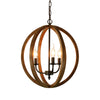 Karlis Rustic Globe Chandelier Light (3-Bulb) Round, Contemporary Steel Design with Wood Pattern Finish | Classic Home, Entryway, and Foyer Décor