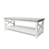 Agatha 44" x 18" Rectangular Italian Carrara White Marble Coffee Table with Solid Wood Legs