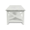 Agatha 44" x 18" Rectangular Italian Carrara White Marble Coffee Table with Solid Wood Legs