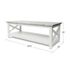 Agatha 44" x 18" Rectangular Italian Carrara White Marble Coffee Table with Solid Wood Legs