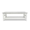 Agatha 44" x 18" Rectangular Italian Carrara White Marble Coffee Table with Solid Wood Legs