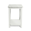 Agatha 15" Square Italian Carrara White Marble Side Table with solid wood Legs