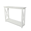 Agatha 39" x 12" Rectangular Italian Carrara White Marble Console Table with Solid Wood Legs