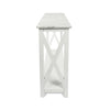 Agatha 39" x 12" Rectangular Italian Carrara White Marble Console Table with Solid Wood Legs