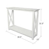 Agatha 39" x 12" Rectangular Italian Carrara White Marble Console Table with Solid Wood Legs