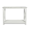 Agatha 39" x 12" Rectangular Italian Carrara White Marble Console Table with Solid Wood Legs