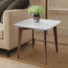 Gavia 19.5" Square Italian Carrara White Marble Side Table with Legs
